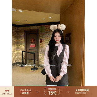 thepeachofficial【苏黎世转角】法式小香风毛呢背心裙衬衫两件套