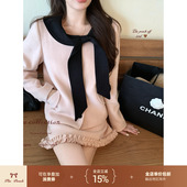 小香学院风羊毛呢大衣半身裙套装 thepeachofficial 海德堡情书