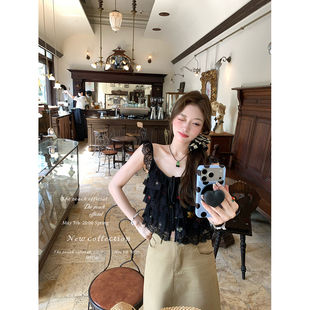 thepeachofficial【托斯卡纳小镇】法式重工绣花蕾丝层叠蛋糕上衣