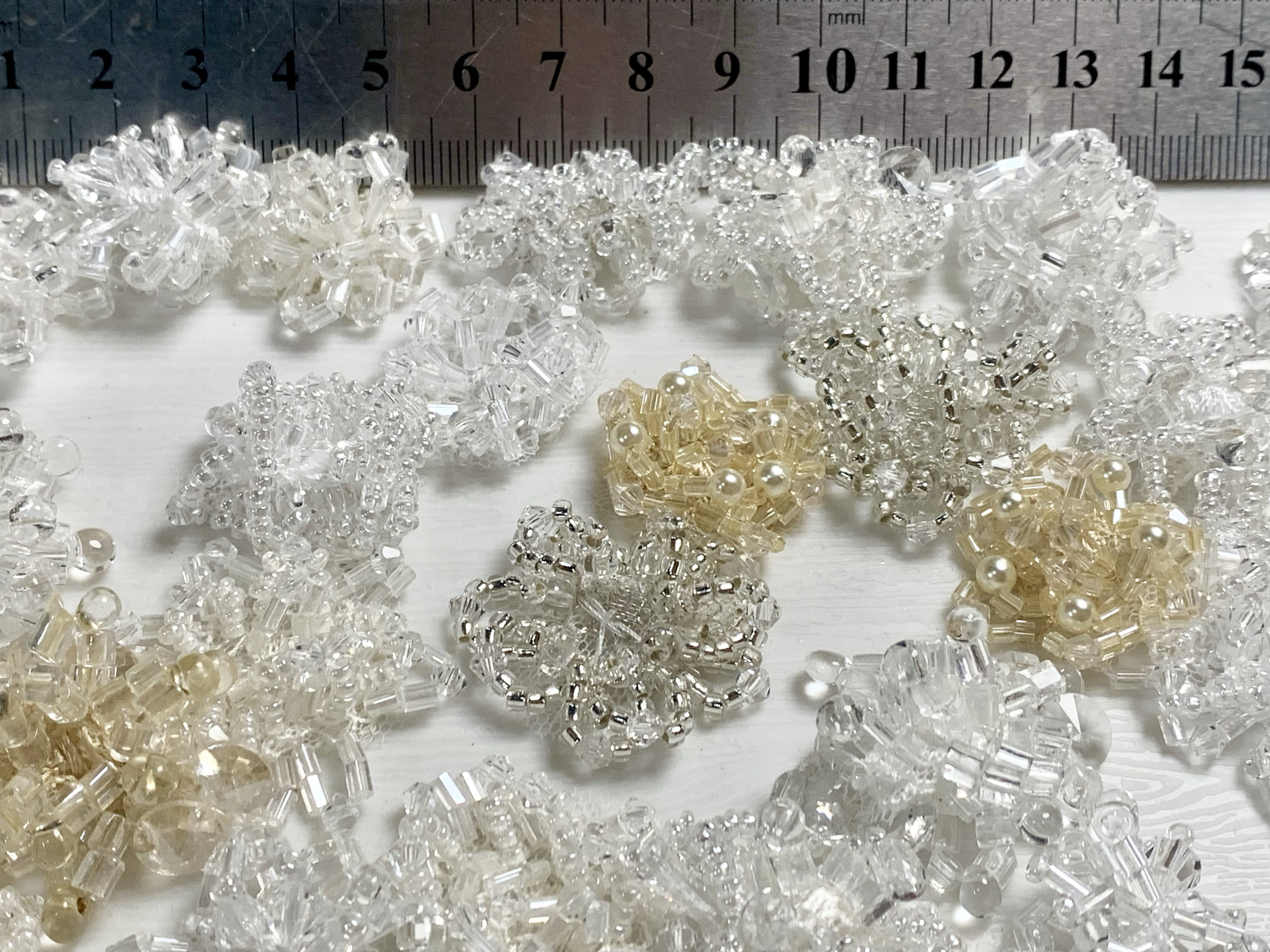 水晶米珠钉珠花圆形手头饰装饰花鞋花衣服裙子毛衣童装手缝花15个