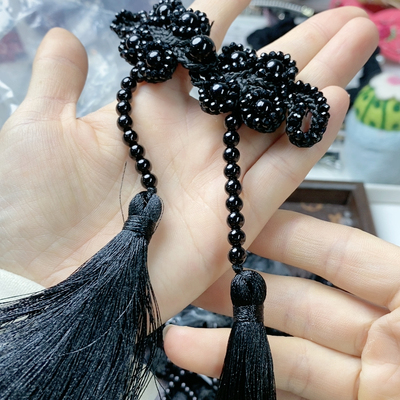 8128号黑色重工流苏盘扣12对