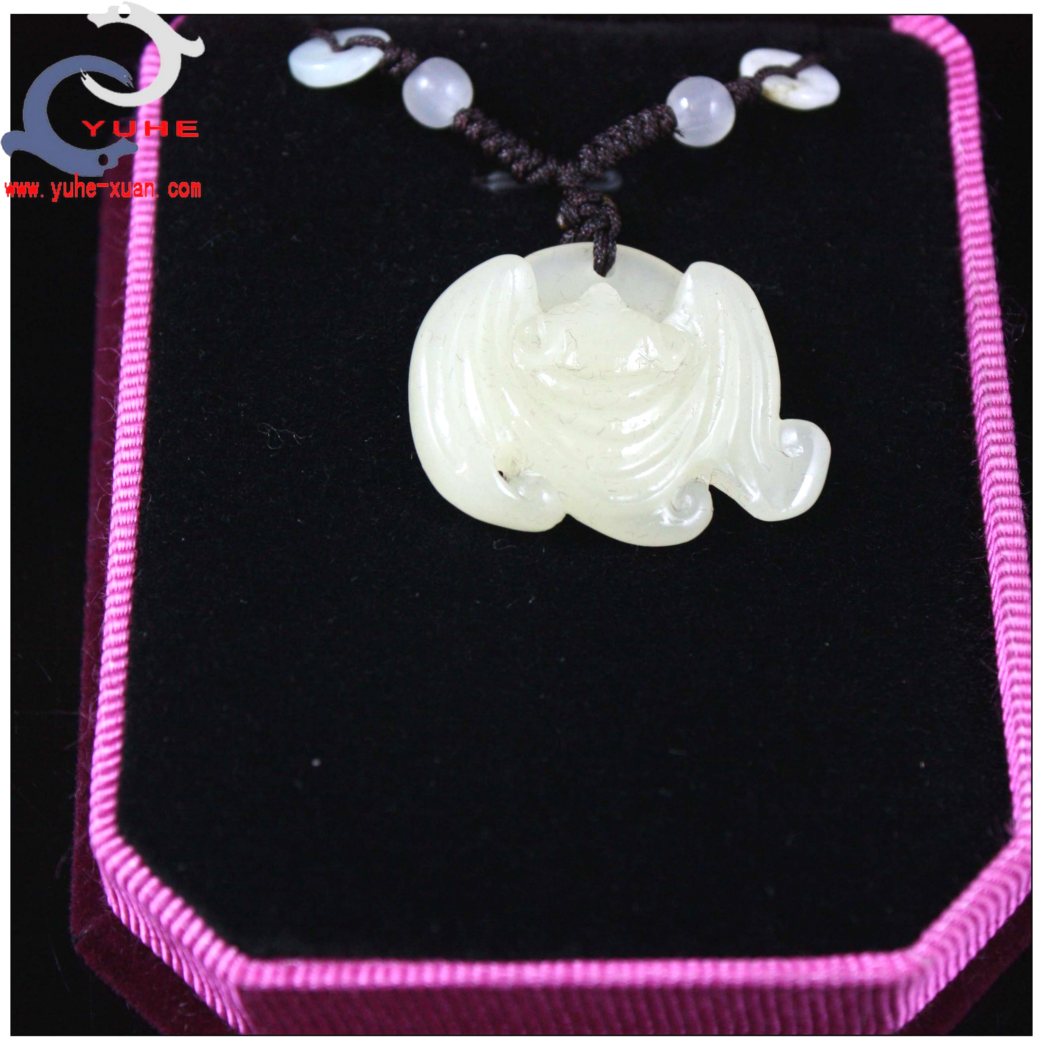 寿山石冻石 芙蓉冻石 精美小挂坠福在眼前 蝙蝠吊坠【裕和轩】-25