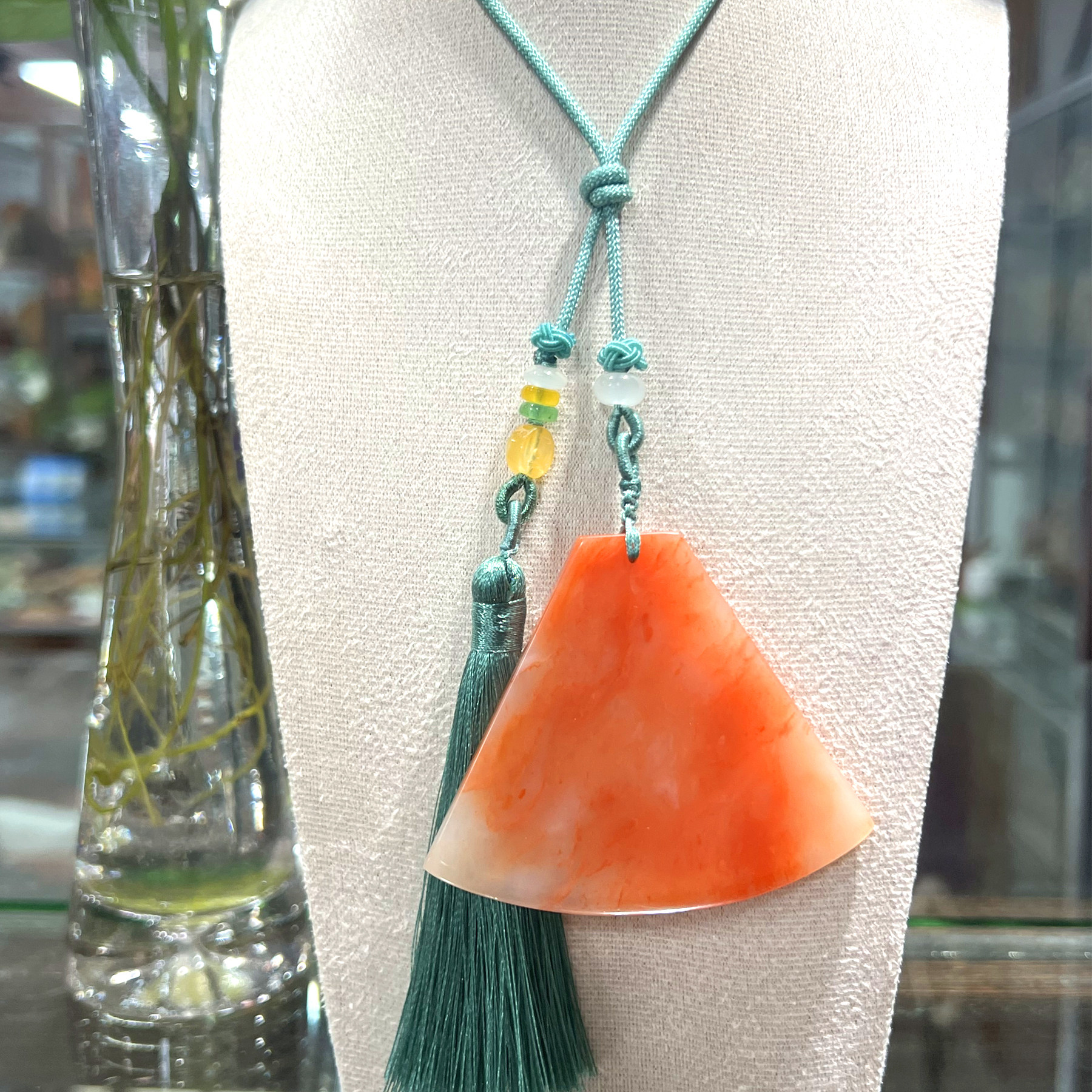 寿山石旗袍新中式扇坠 鸿运当头吊坠挂件手牌 名车豪车挂裕和轩