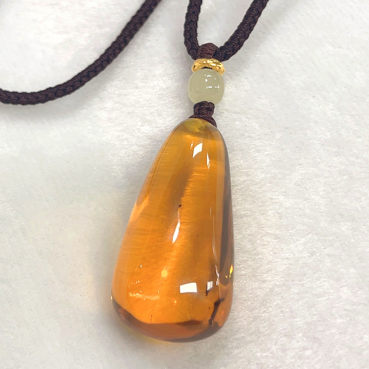 天然原矿净水蓝珀吊坠虫珀项链琥珀蜜蜡黄金文玩礼品男女士裕和轩