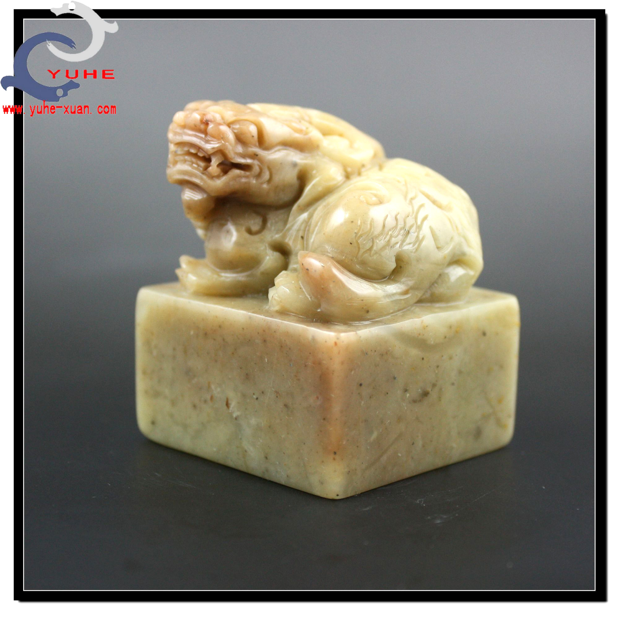 寿山石印章 国石真品 芙蓉石 吉祥兽狮子印钮章【裕和轩】E6-13