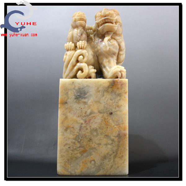 寿山石国石真品 芙蓉石 威震四方气派狮子大印章玉玺【裕和轩】-1