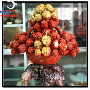 寿山石摆件 国石真品 老岭石 红红火火荔枝大摆件【裕和轩】A28-4