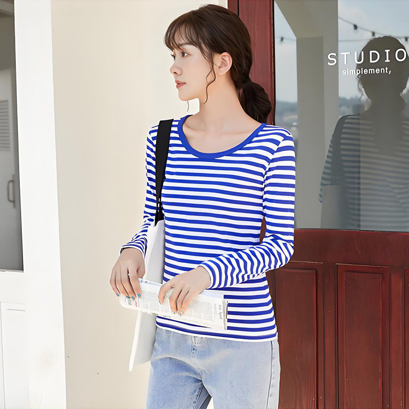 春秋海魂衫男女纯棉短袖公司年会表演活动服蓝白横条纹水手服t恤