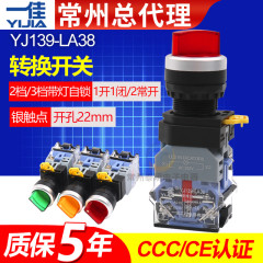 Yijia LA38-20XD3 hai công tắc nguồn 12v ba vị trí 24v đèn báo nút loại núm có đèn 220v