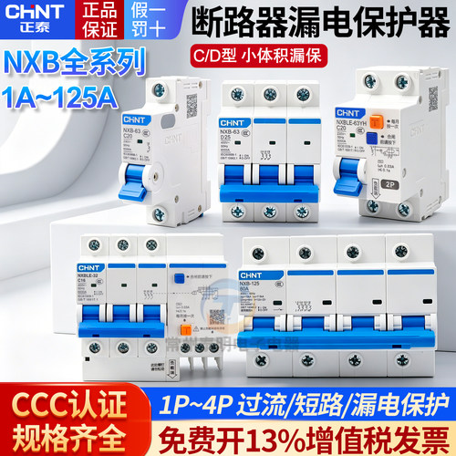 正泰NXBLE-63/32空气2P家用63A断路器32A开关带漏电保护器DZ47LE