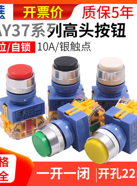 一佳LAY37电源启动开关自复位自锁按钮高位Y090-11GN ZS带锁22mm