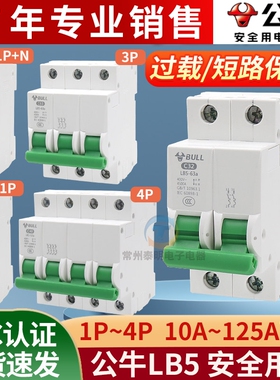 公牛空气开关LB5-63a家用空开2p小型断路器1P空调总闸 DZ47 3P 4P