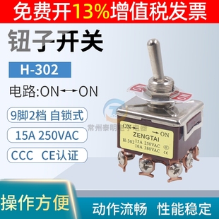 两档扭子钮子开关摇臂摇头E TEN拨动302三刀双掷9脚2二纽12mm拨档