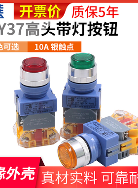 一佳电源LAY37点动Y090-11DN自复位自锁DZ带灯220V按钮开关22mm24