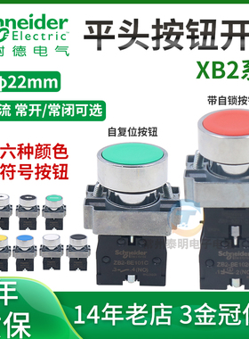 施耐德22mm自复位2平头启动按钮开关头XB2BA31常闭触点ZB2-BE101C