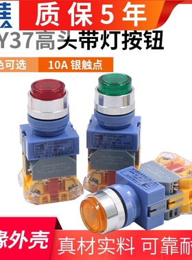 一佳电源LAY37点动Y090-11DN自复位自锁DZ带灯220V按钮开关22mm24