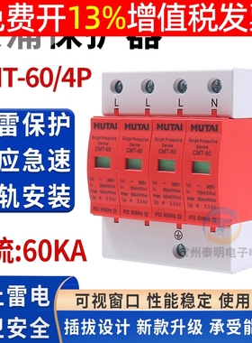 380V低压三相四线浪涌保护器电涌防雷器避雷器电60KA/4P浪泳3P+N