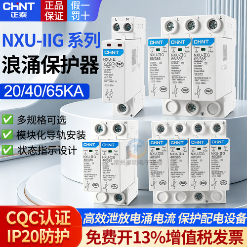 正泰nxu三相电源雷击家用防浪涌防雷保护器2p 3p 4p抑制器220v