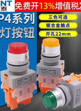 正泰按钮开关NP4-11DNZS直流24v电源220V带灯自锁自复位按键指示
