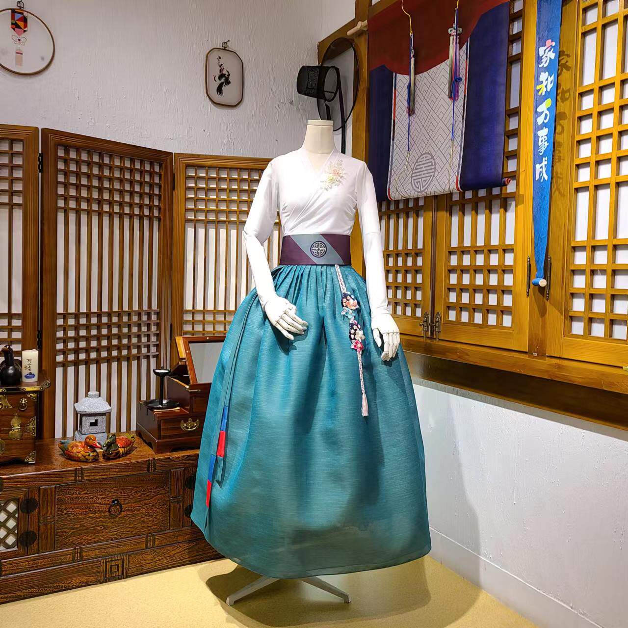 朝鲜族舞蹈练习腰裙量身定做练功服上衣和紫微纱裙子U22018