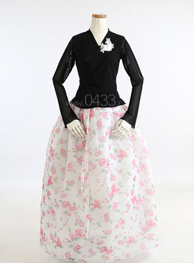 朝鲜族舞蹈练习腰裙练功服黑色网纱上衣农邦花裙子U24121