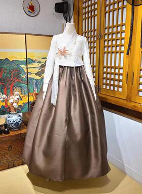 朝鲜族民族服装女士韩服黄真伊韩服韩国面料定做红色上衣W23007