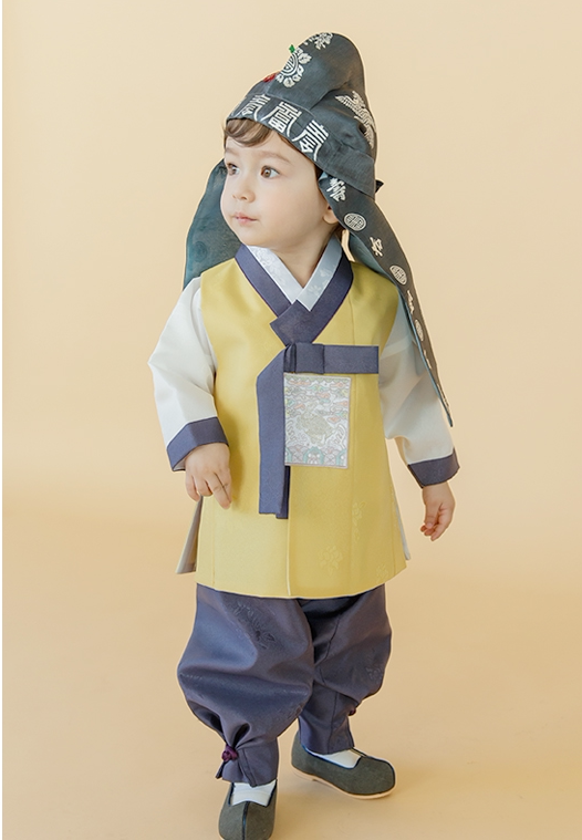 儿童韩服男孩舞蹈演出服朝鲜舞蹈服装韩国宫廷传统男童韩服e11208