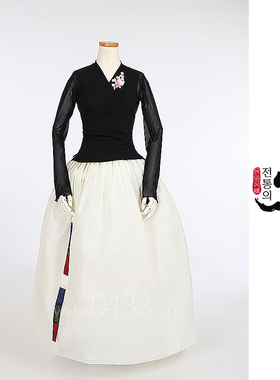 朝鲜族舞蹈练习腰裙练功服黑色网纱上衣富贵三合9号裙子U24235