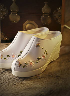 韩国原装进口女士韩服勾拖鞋5cm跟225-255mm现货手工艺鞋DX23005