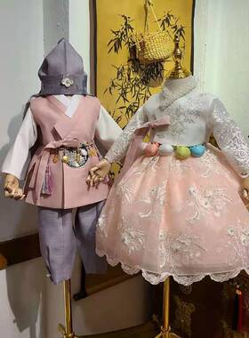 一周岁生日儿童情侣韩服朝鲜民族服装童男童女整套礼服E11185