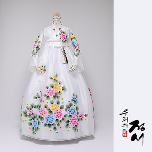 韩国进口印花大花韩服套装 唱歌独唱表演韩服26001号