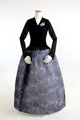 朝鲜族舞蹈练习腰裙练功服黑色网纱上衣农邦花裙子U24111