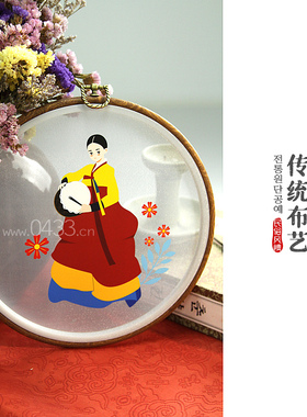 朝鲜族民族工艺品民俗挂件树脂框挂画壁饰软装墙壁装饰品布P11456