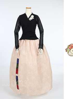 朝鲜族舞蹈练习腰裙练功服黑色网纱上衣富贵三合31号裙子U24239