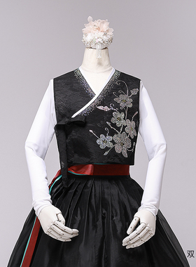 朝鲜族练功服上衣长袖传统民族风舞台飘腰裙烫钻马甲套装U256010