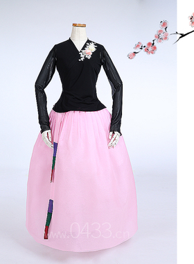 朝鲜族舞蹈练习腰裙练功服黑色网纱上衣双美娟裙子U24329