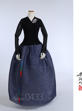 朝鲜族舞蹈练习腰裙练功服黑色网纱上衣紫微纱92号裙子U24279