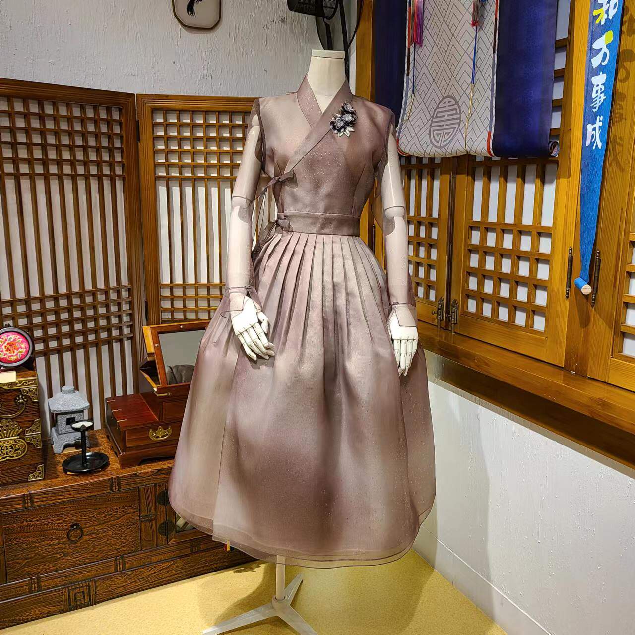 新生活韩服连衣裙春夏季新款长裙少女收腰气质甜美公主裙H-L22006