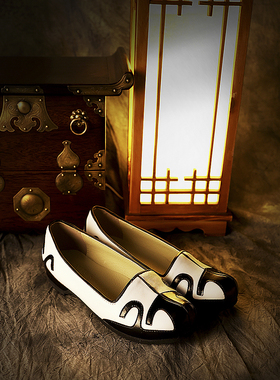 韩国原装进口男士韩服勾鞋250-270mm现货白色黑边鞋DX24004