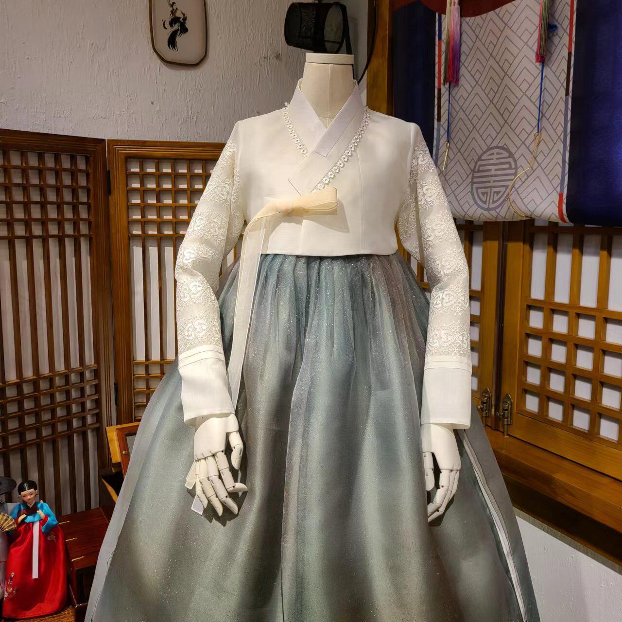 韩国原版进口面料妈妈韩服婚礼敬酒生日宴礼服女士演出服装w11549