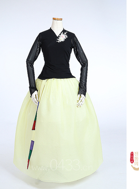 朝鲜族舞蹈练习腰裙练功服黑色网纱上衣双美娟裙子U24330