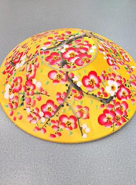 朝鲜古代传统歌舞伎帽子韩服演出帽子梅花手绘图案黄色H-P02540