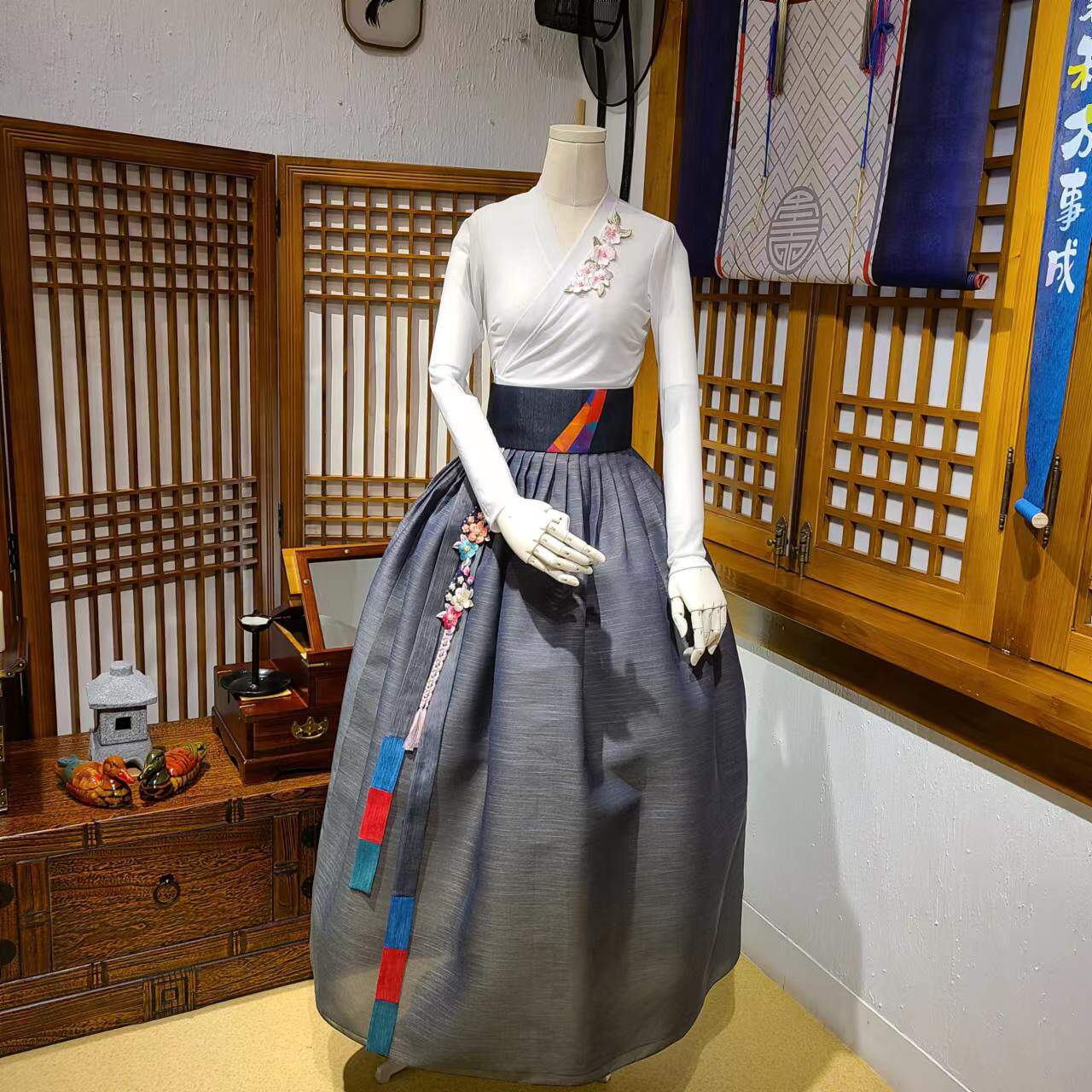 朝鲜族舞蹈练习腰裙量身定做练功服上衣和紫微纱裙子U22019