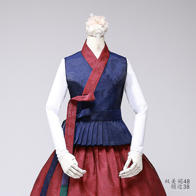朝鲜族练功服上衣长袖传统民族风舞台飘腰裙百褶马甲套装U25615
