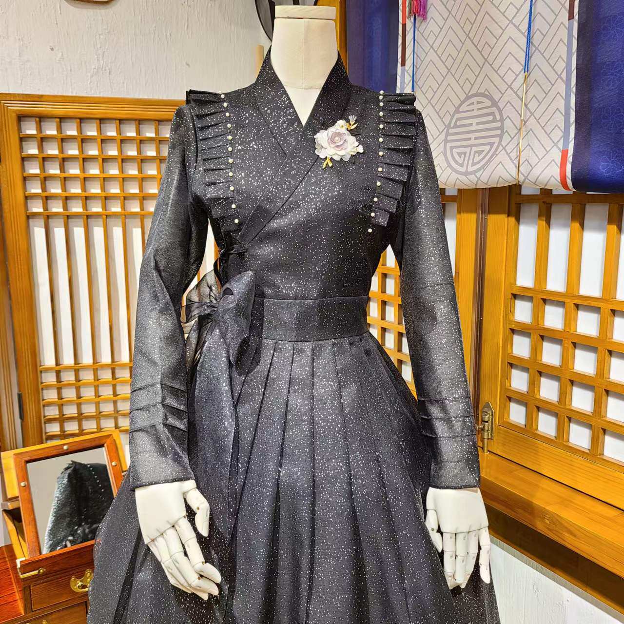 新生活韩服连衣裙春夏季新款长裙少女收腰气质甜美公主裙H-L22005