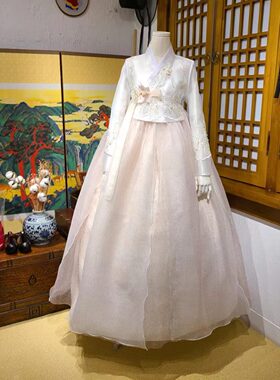 朝鲜族民族服装新娘婚礼结婚敬酒韩服蕾丝唐衣韩服花裙XN23012