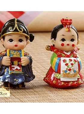 韩国传统工艺品 树脂人偶 韩服娃娃 韩式摆设品 新郎新娘H-P01834