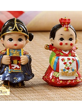 韩国传统工艺品 树脂人偶 韩服娃娃 韩式摆设品 新郎新娘H-P01834