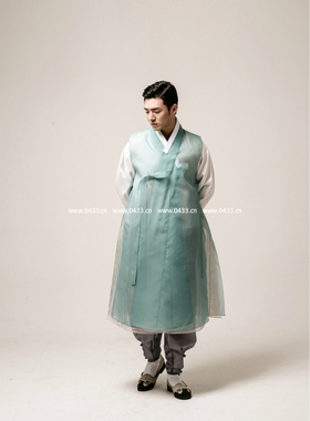 男士婚礼新郎舞台韩服/韩国进口面料/朝鲜族传统服装/H-M01829