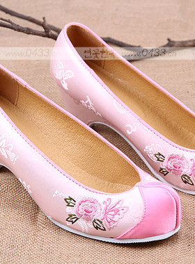 韩国原装进口传统韩服勾鞋/玫粉色韩服绣花鞋/5cm高跟/H-P01758